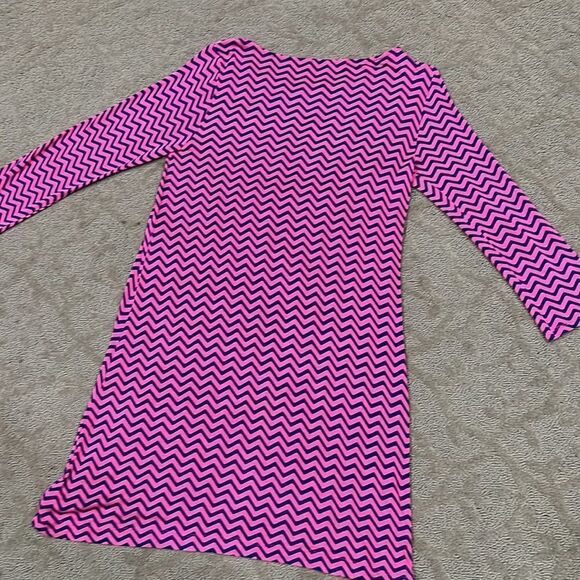 Hourglass Lilly Women’s XS Soft Navy & Pink Patterned Mini Dress w 3/4 Sleeves - Picture 8 of 11